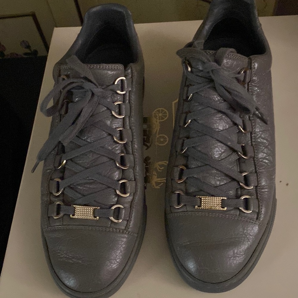 Grey leather sneakers
